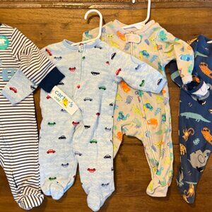 Lot of 5 Zip Sleepers Boys 0-3M Old Navy, Carters, Little Me, Caden Lane & more